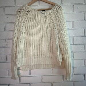 Kut from the Kloth Cream Crew Neck Sweater with Textured Knit
